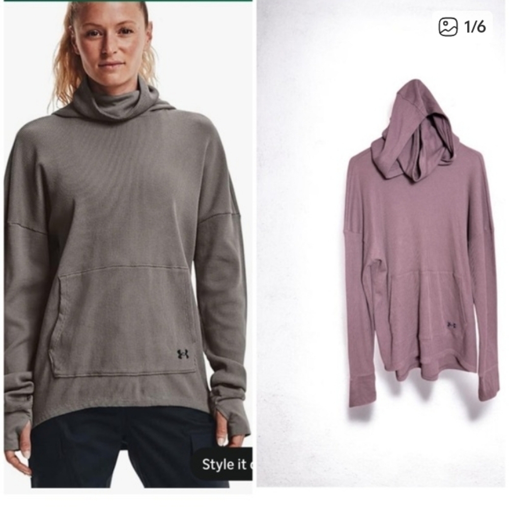 Under Armour Mauve Funnel Waffel Hoodie Size Large